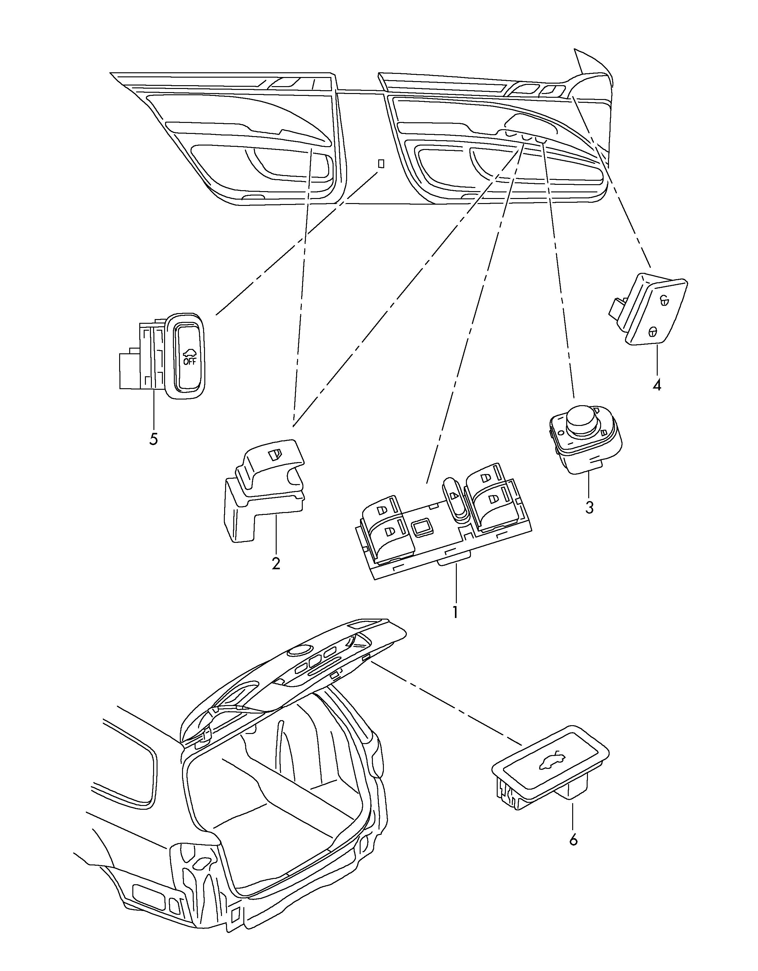 Skoda 5J0 959 855 - Switch, window regulator parts5.com