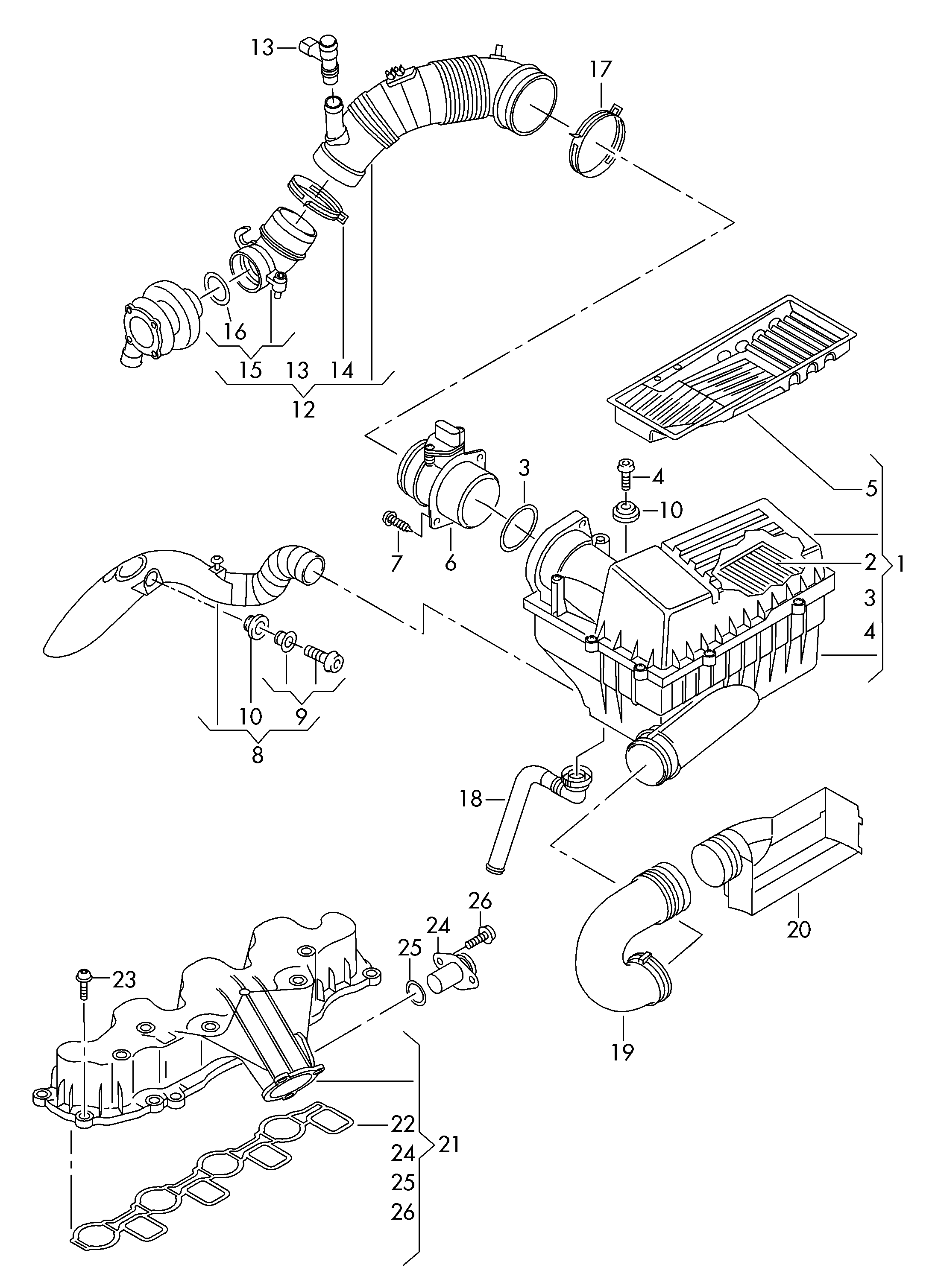 Skoda 03L 129 711 E - Nastavni element, vrtincni pokrovcek (sesalni cev) www.parts5.com