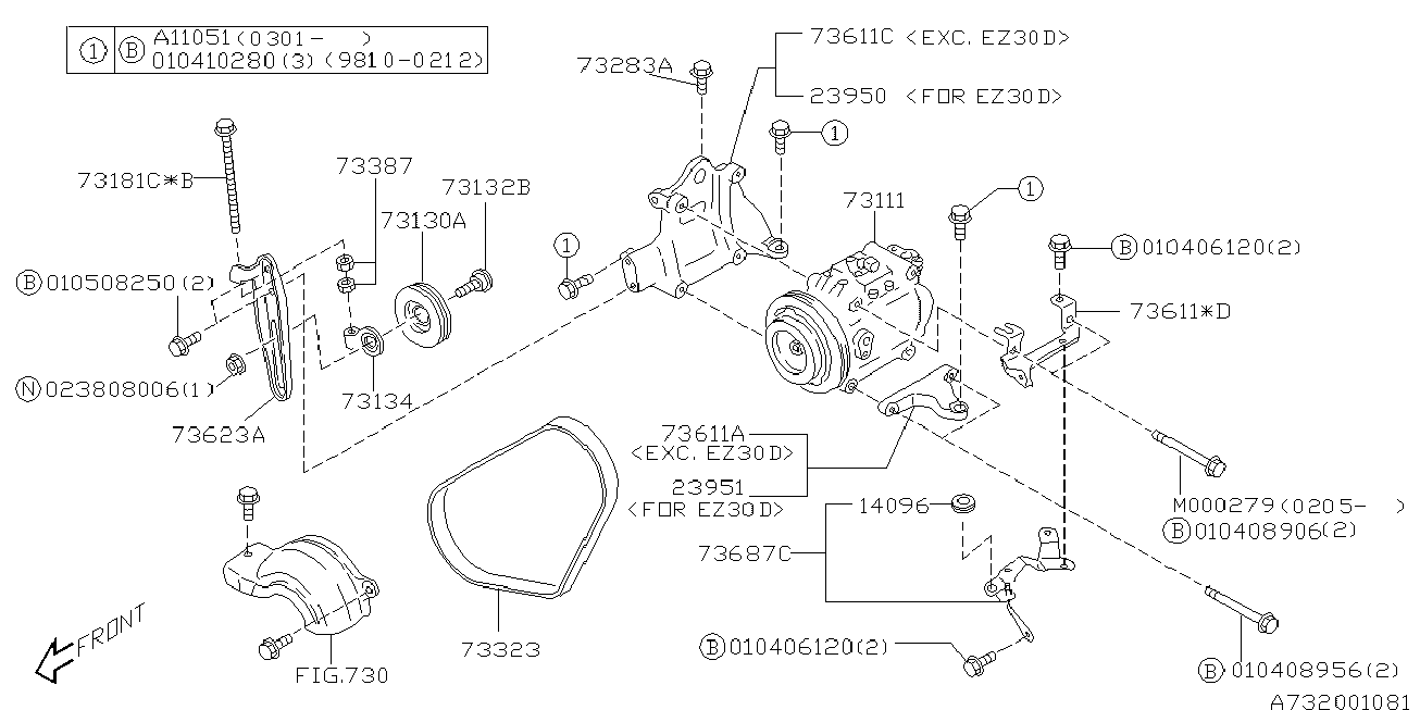 Subaru 73013AA000 - Keilrippenriemen www.parts5.com