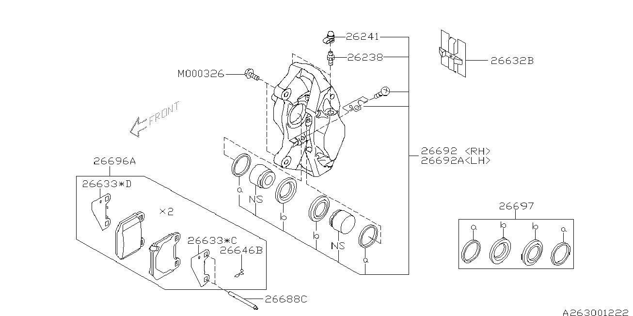 Subaru 26696FG000 - Brake Pad Set, disc brake parts5.com