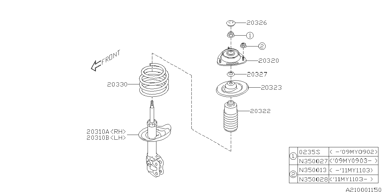 Subaru 20320FG010 - Top Strut Mounting www.parts5.com