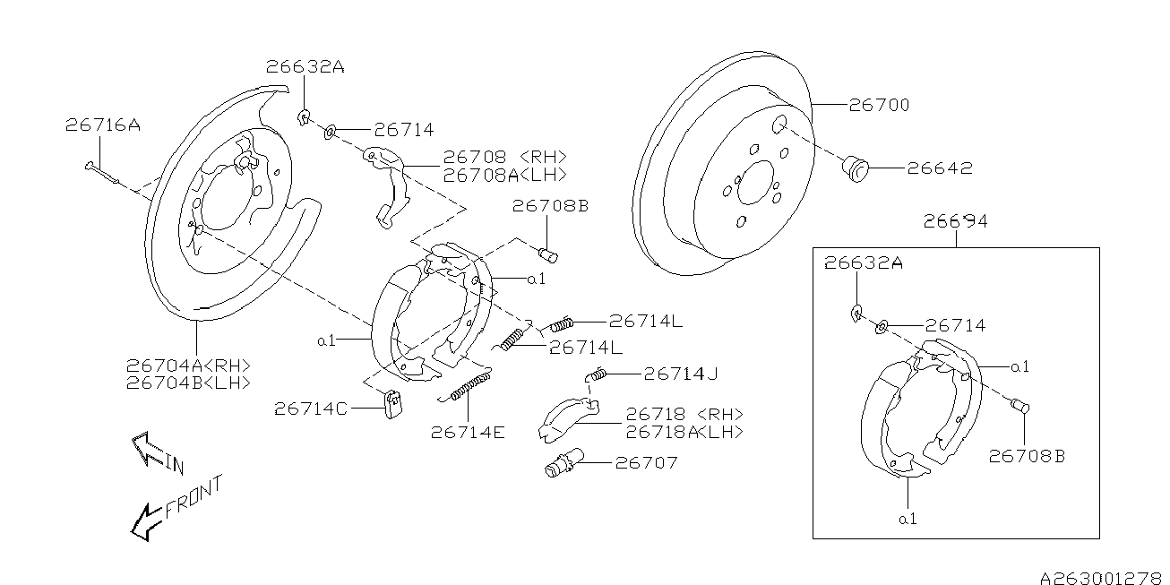 Subaru 26694CA000 - Комплект тормозов, ручник, парковка www.parts5.com