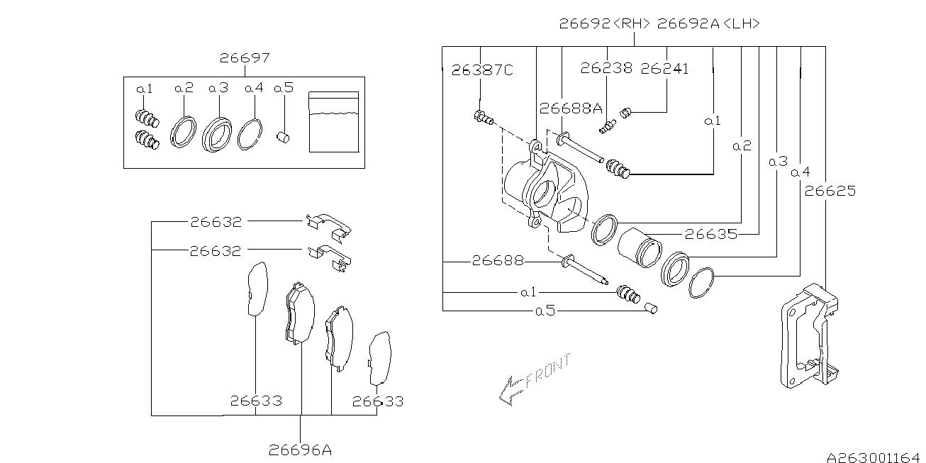 Subaru 26696-FC002 - Σετ τακάκια, δισκόφρενα www.parts5.com