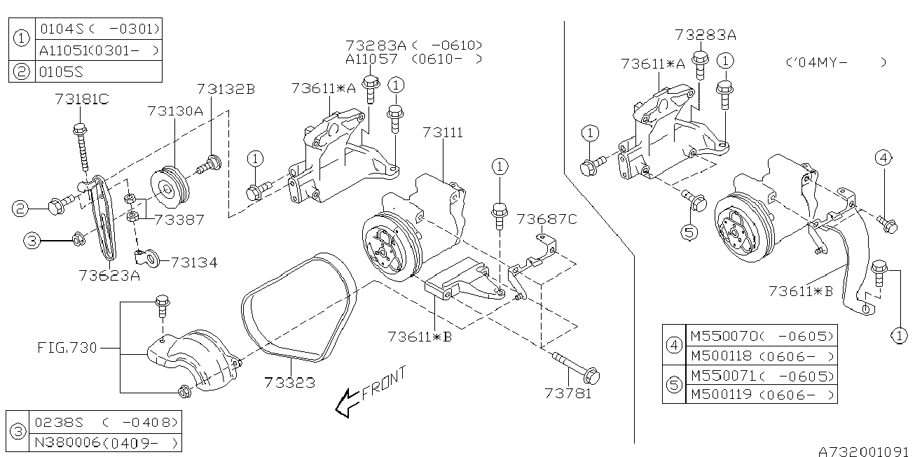 Subaru 73323 AC010 - Klinasti rebrasti kaiš www.parts5.com