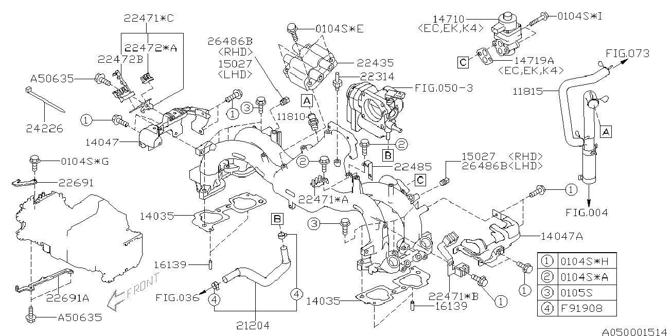 Subaru 14035-AA383 - Прокладка, впускной коллектор www.parts5.com