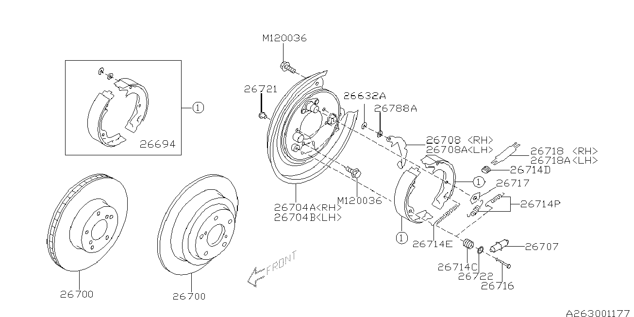 Subaru 26694AG000 - Fren pabuç takımı, el freni www.parts5.com