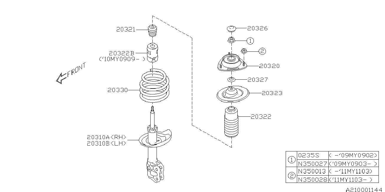 Subaru 20320-FG000 - Top Strut Mounting www.parts5.com