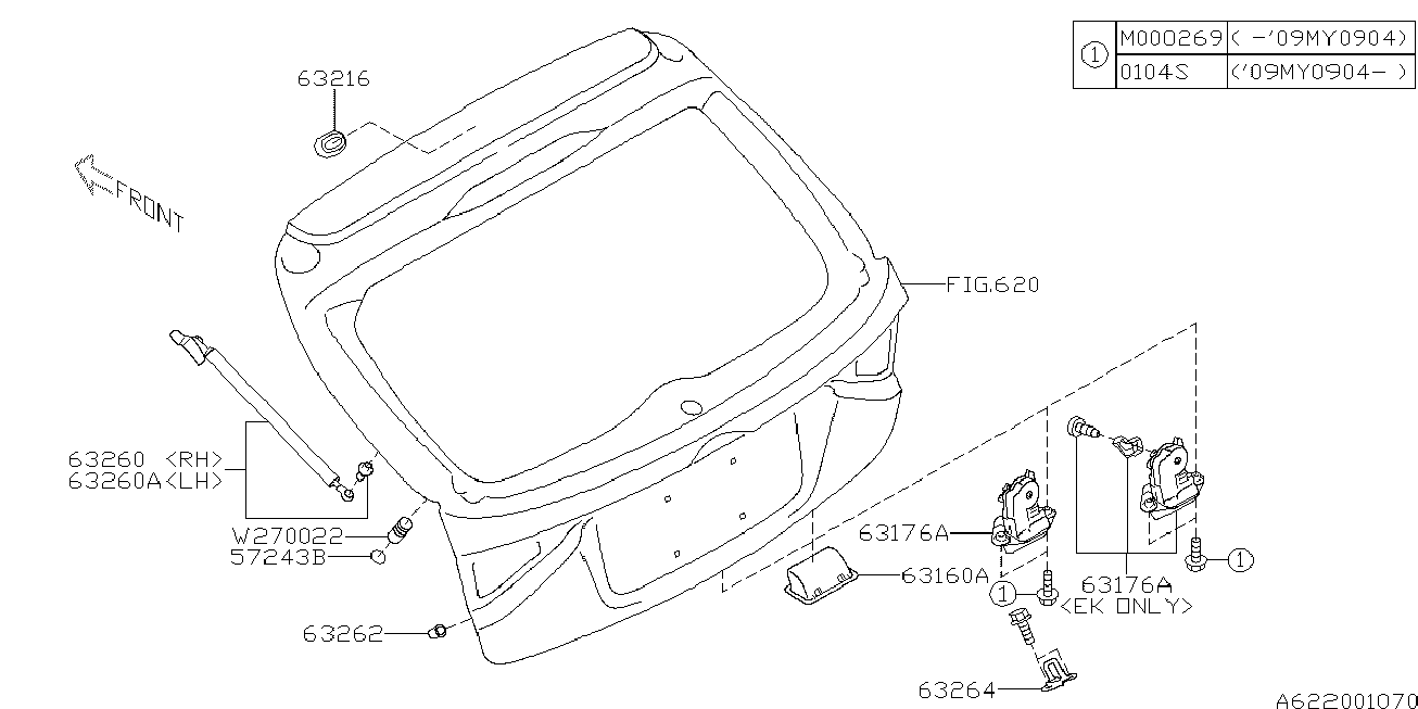 Subaru 63269FG020 - Muelle neumático, maletero / compartimento de carga www.parts5.com