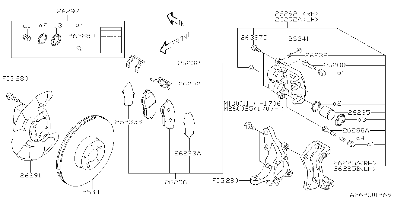 Subaru 26296SC021 - Sada brzdových destiček, kotoučová brzda www.parts5.com