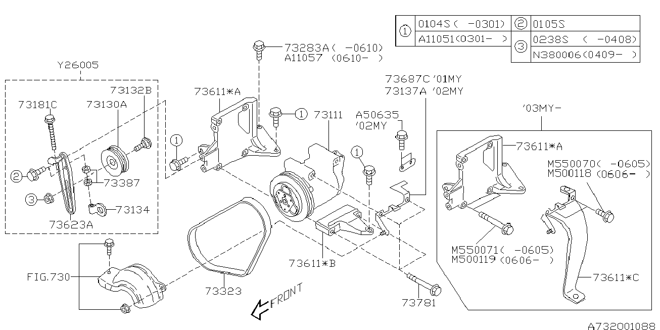 Subaru 73323FA030 - Moniurahihna www.parts5.com