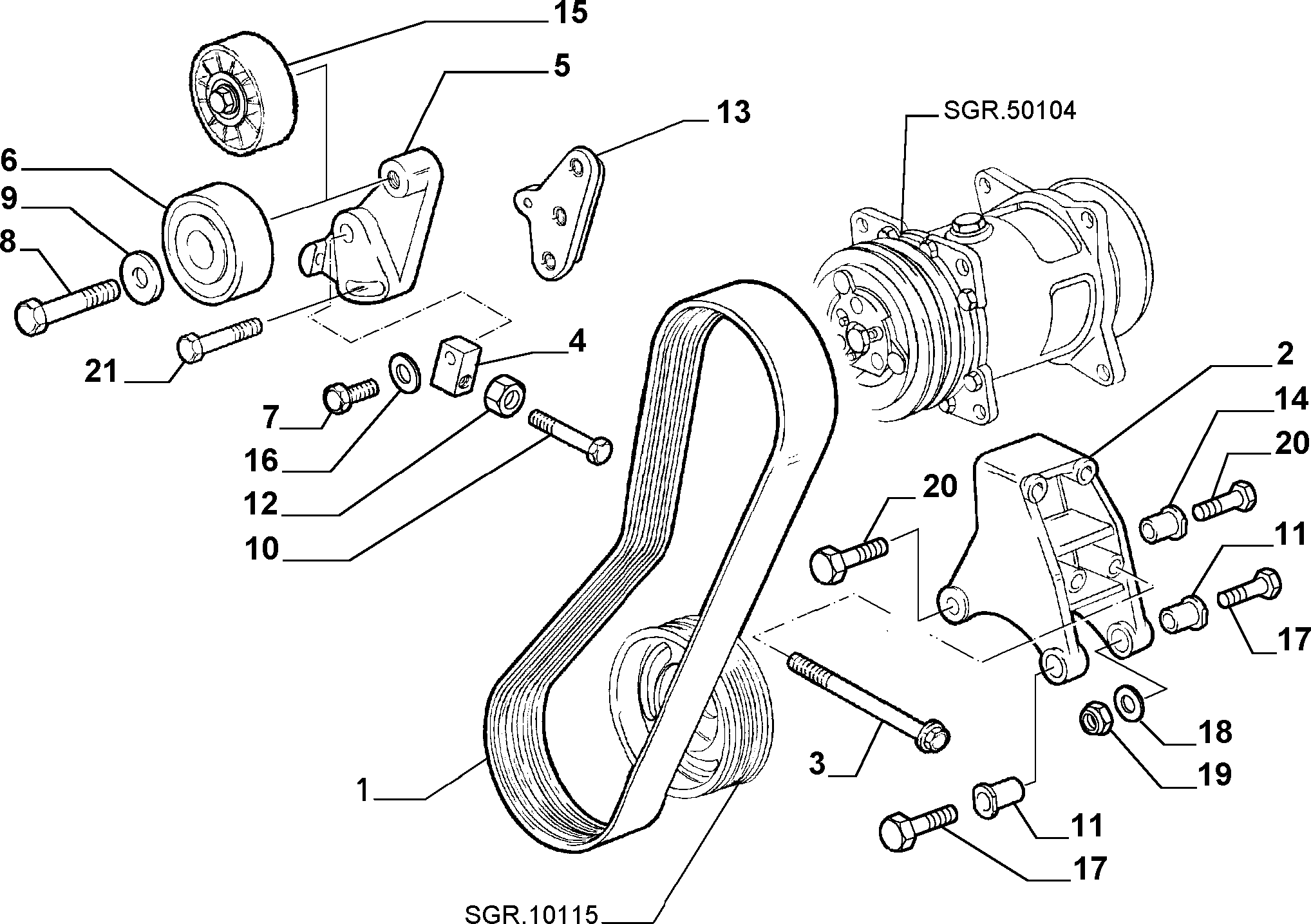 FIAT 98429701 - Szíjtárcsa / vezetőgörgő, hosszbordás szíj www.parts5.com