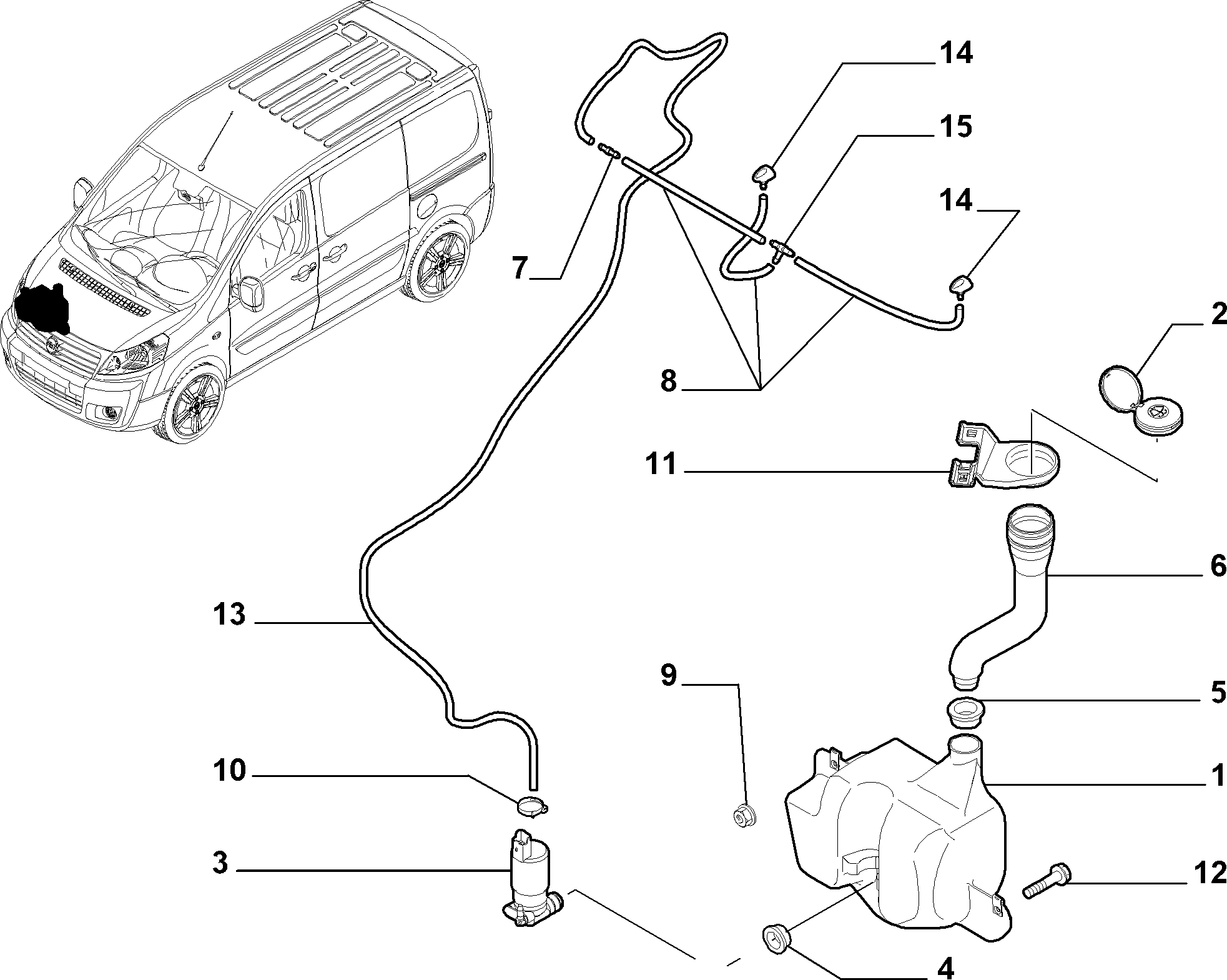 FIAT 9641553880 - Водна помпа за миещо устр., почистване на стъклата www.parts5.com