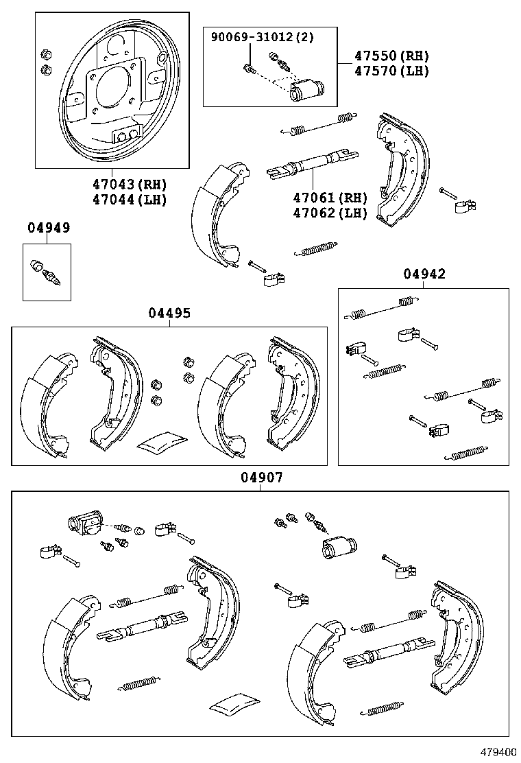 TOYOTA 044950D090 - Juego de zapatas de frenos www.parts5.com
