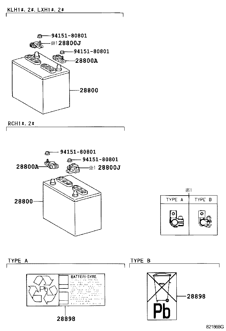 TOYOTA 28800-54232 - Starter Battery parts5.com