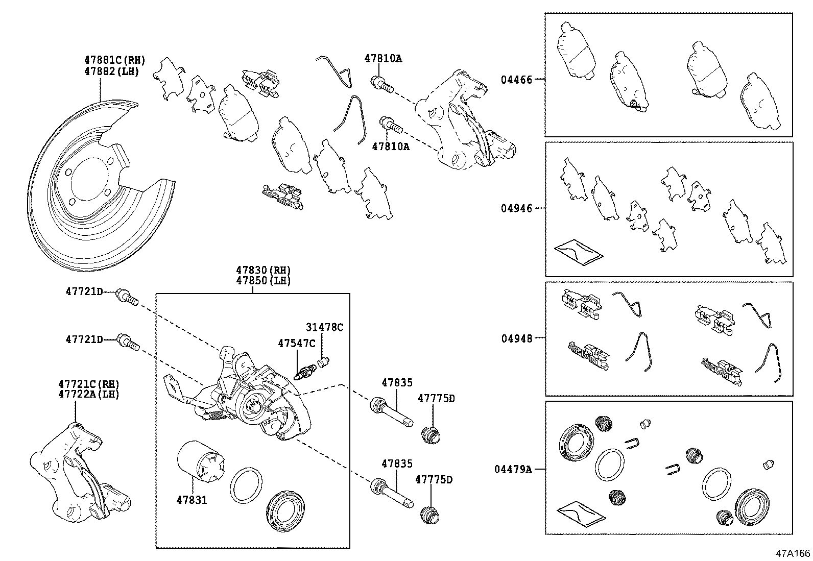 TOYOTA 0446647100 - Тормозные колодки, дисковые, комплект www.parts5.com