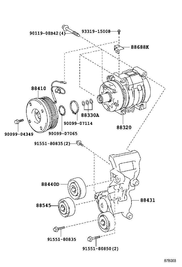 TOYOTA 8844035130 - Deflection / Guide Pulley, v-ribbed belt parts5.com