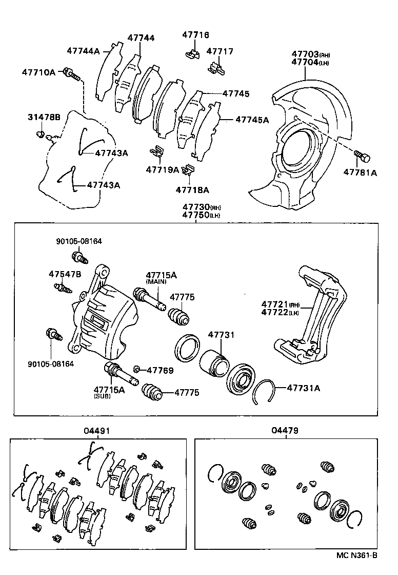 TOYOTA 04491-12651 - Bremsbelagsatz, Scheibenbremse www.parts5.com