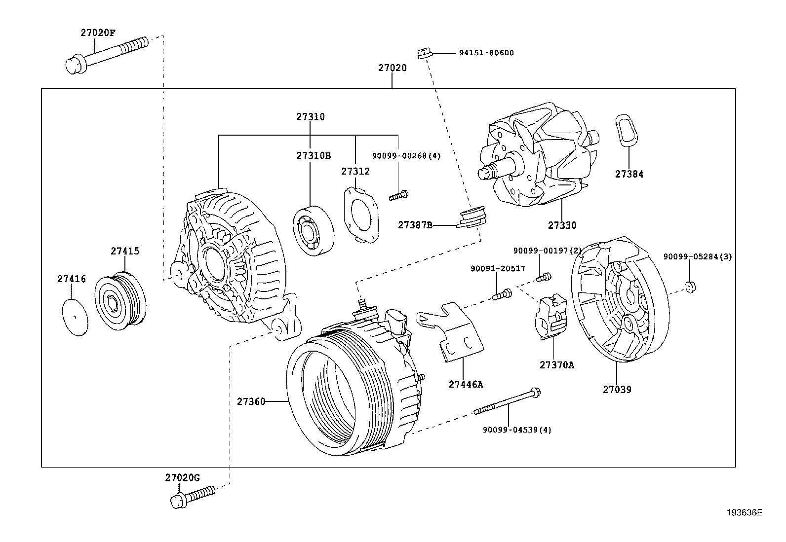 TOYOTA 27415-0W041 - Pulley, alternator, freewheel clutch www.parts5.com