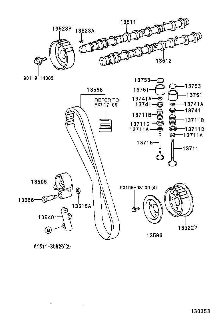 TOYOTA 13505-67040 - Обтяжна ролка, ангренаж www.parts5.com