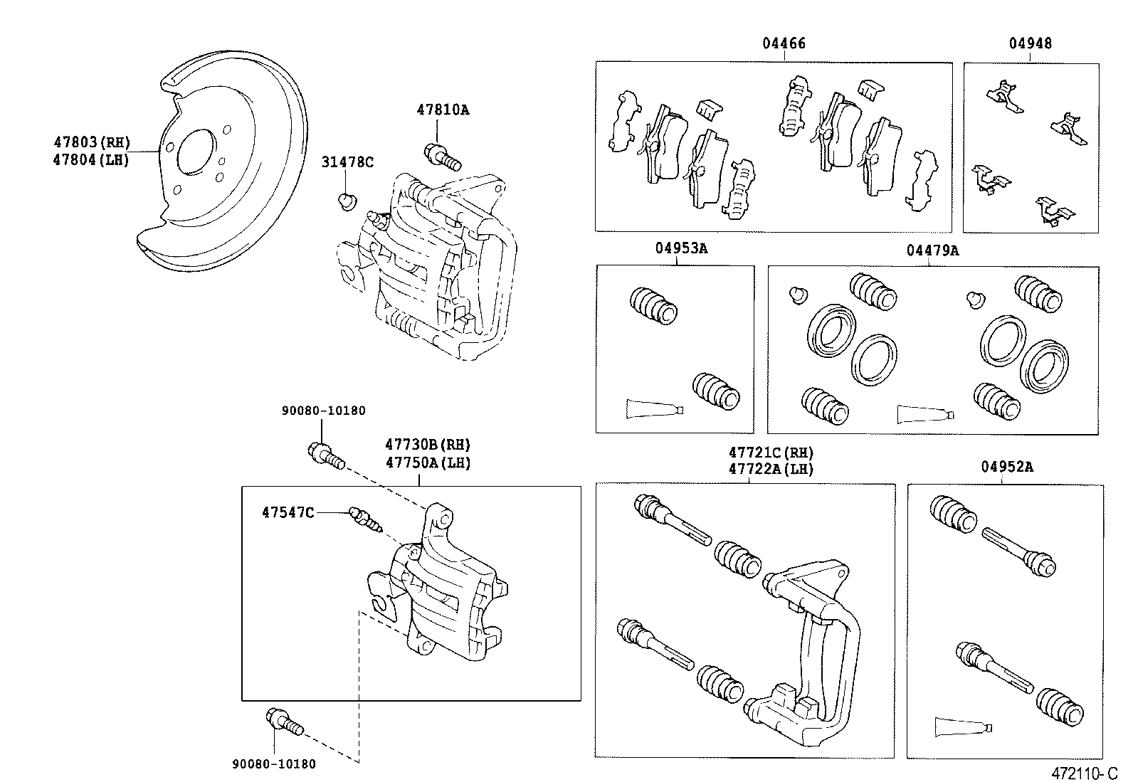 TOYOTA 04479-02070 - Repair Kit, brake caliper www.parts5.com