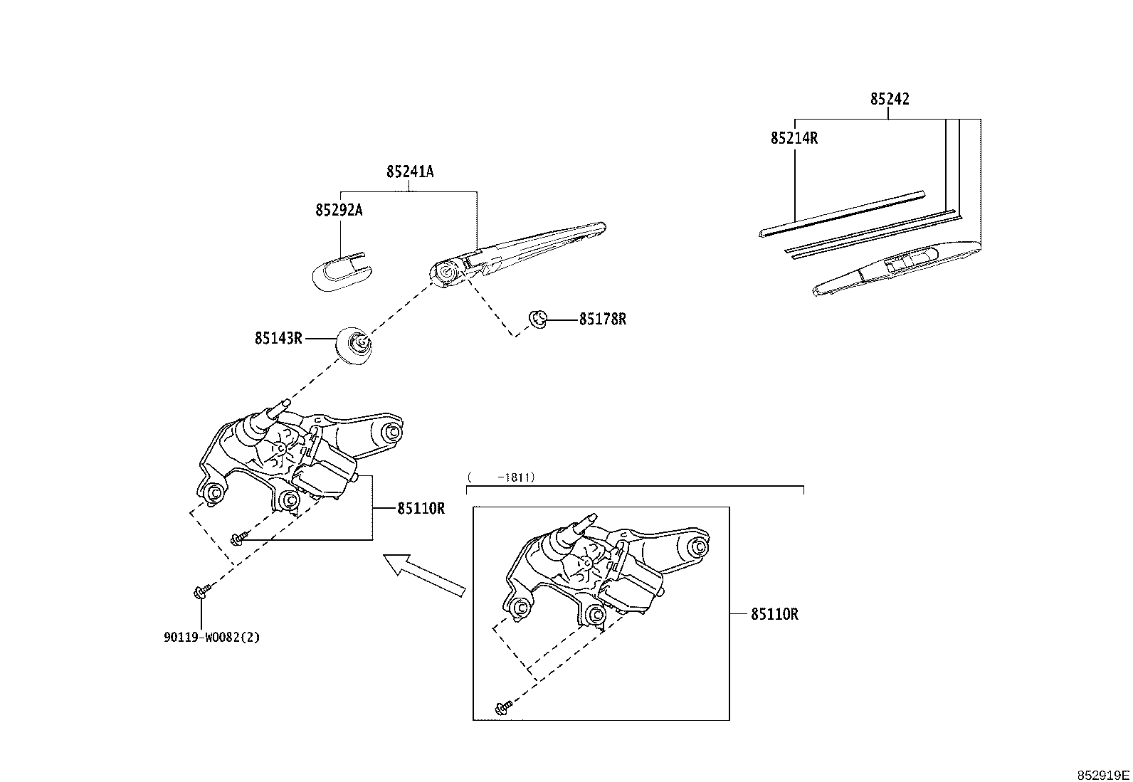 TOYOTA 852920D080 - Wiper Arm, window cleaning www.parts5.com