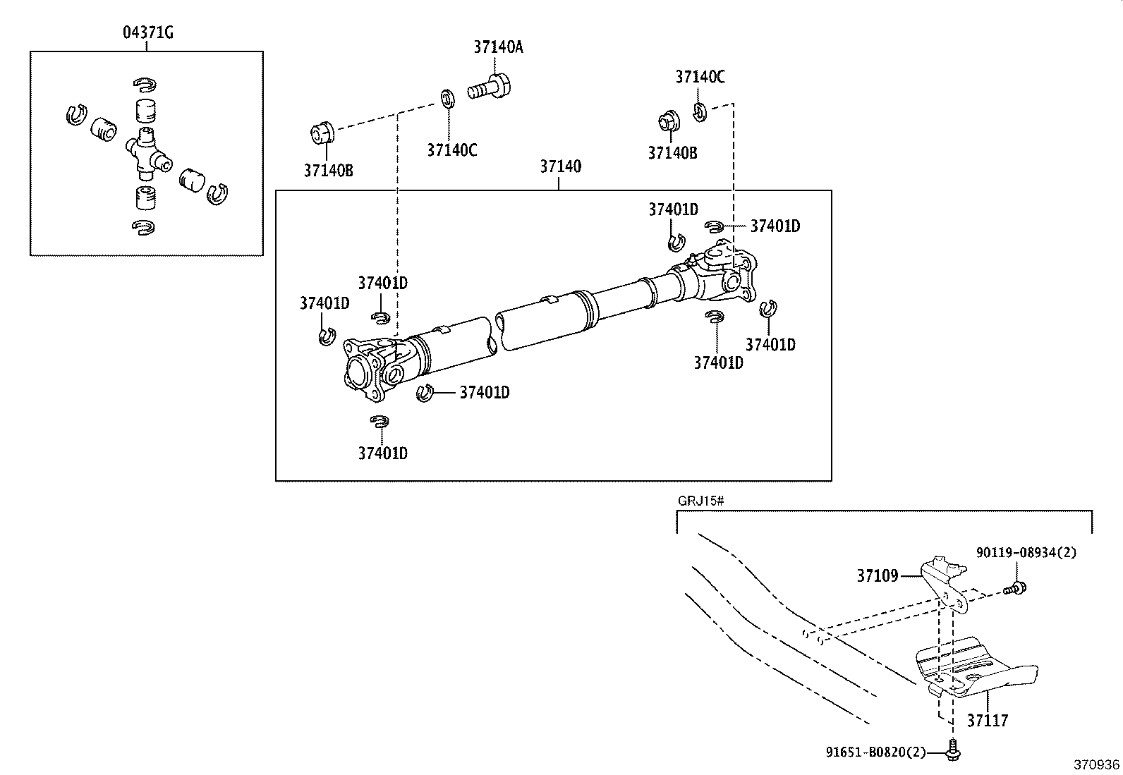 TOYOTA 04371-60070 - Połączenie, wał wzdłużny www.parts5.com