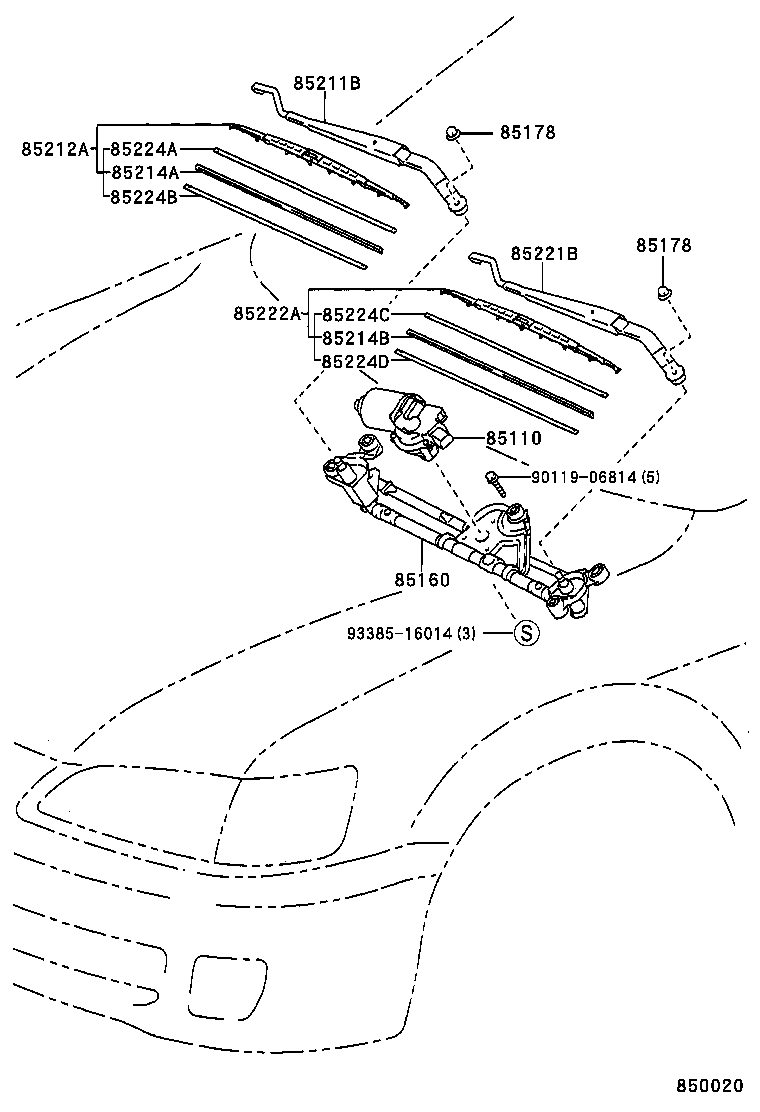 TOYOTA 85212-33120 - Stieracia liżta www.parts5.com