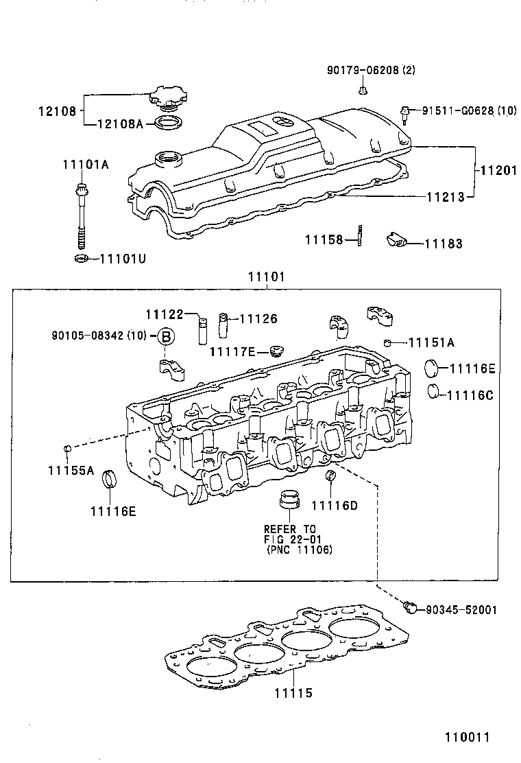 TOYOTA 11101-69128 - Cylinder Head www.parts5.com