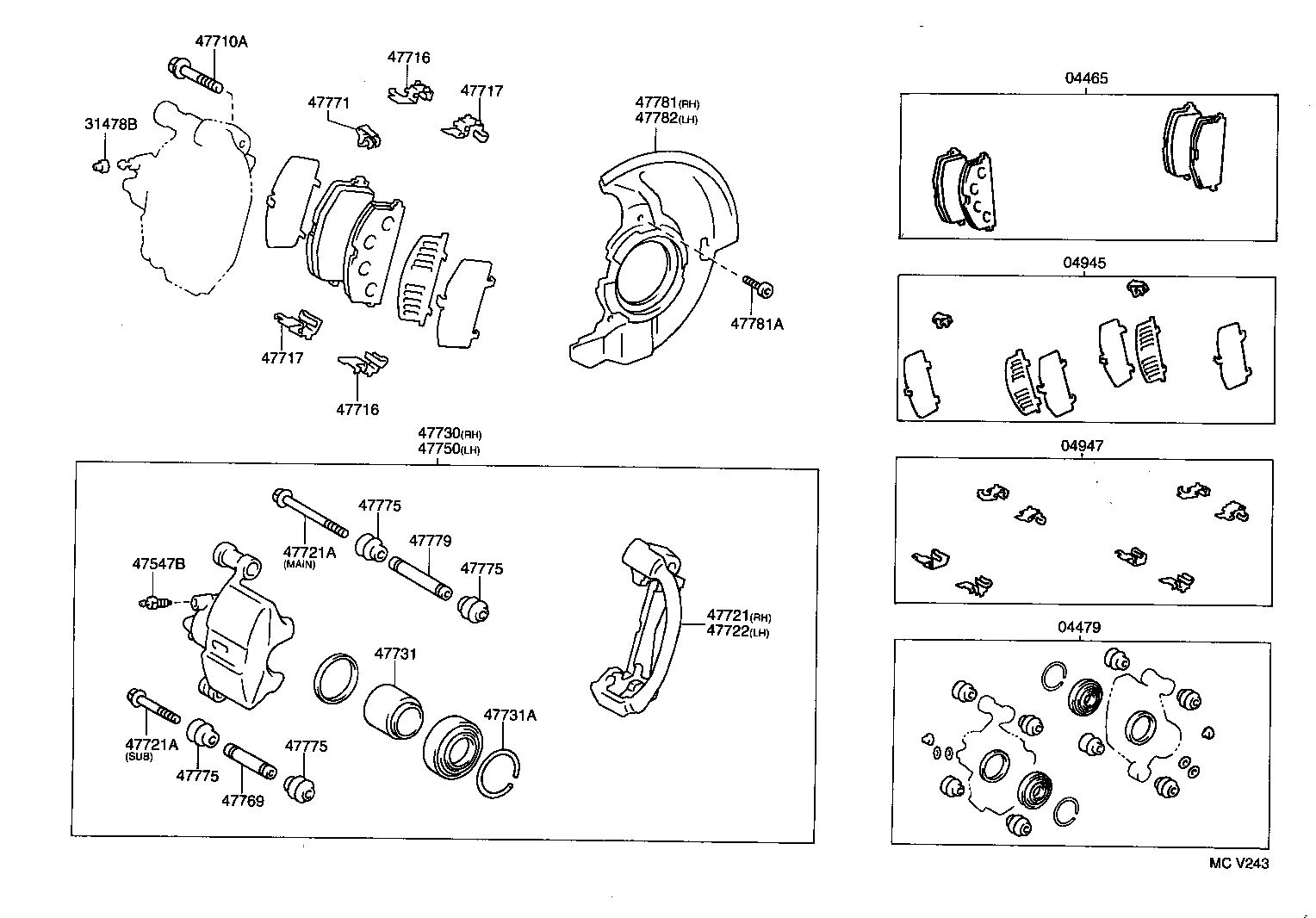 TOYOTA 04465-10040 - Тормозные колодки, дисковые, комплект www.parts5.com