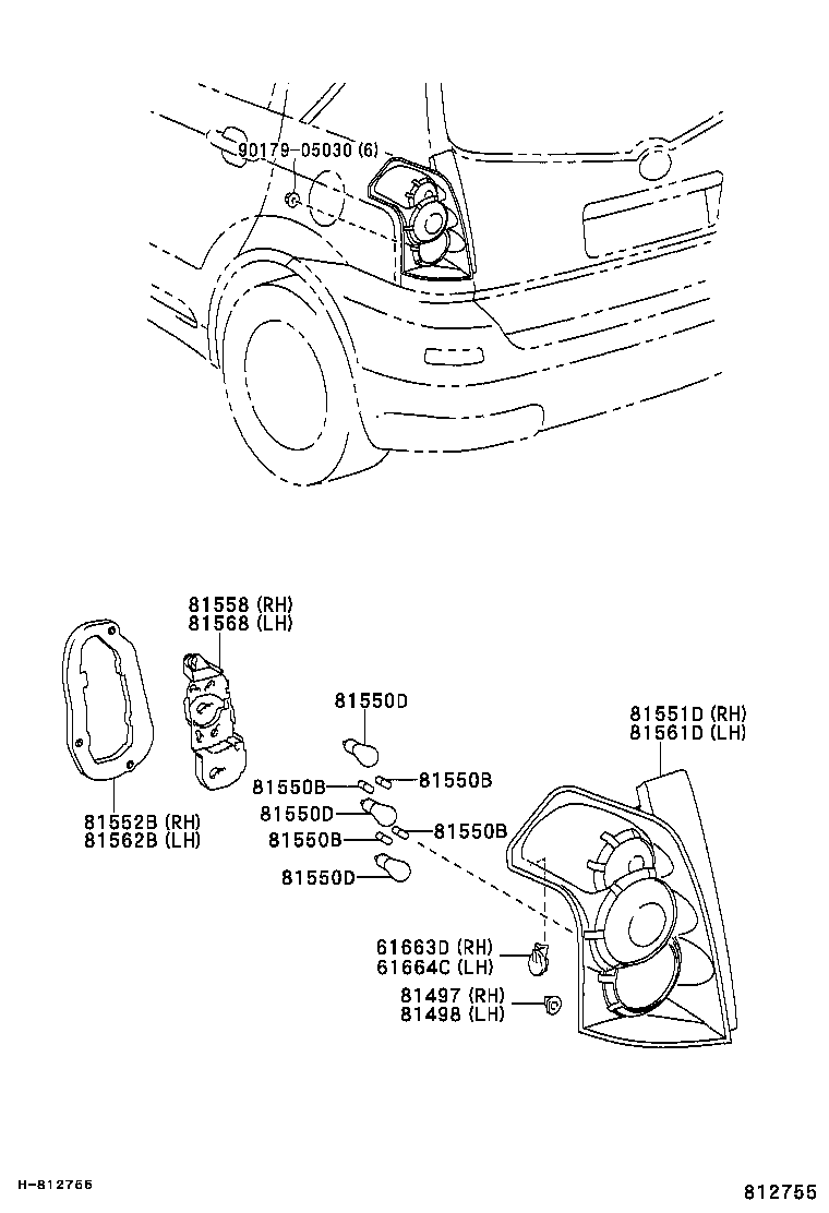 TOYOTA 90981WC007 - Bec, lumina ceata / frana parts5.com