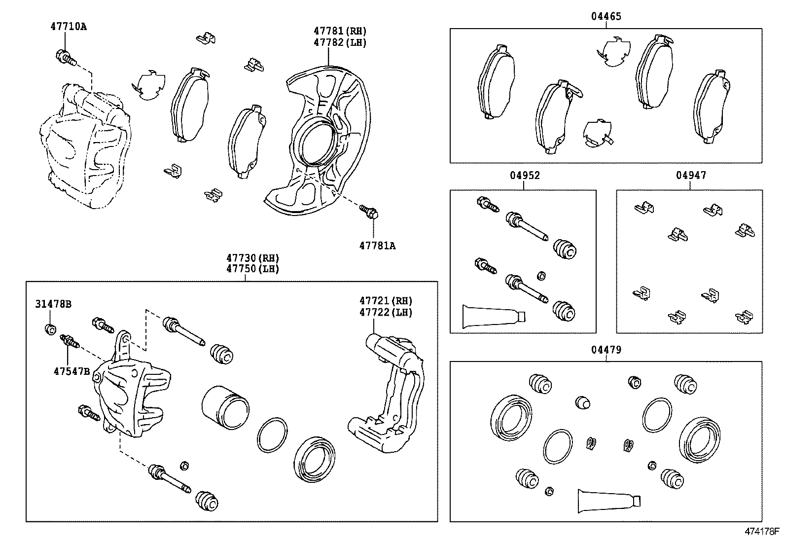 Daihatsu 0494705040 - Комплект принадлежности, дискови накладки www.parts5.com