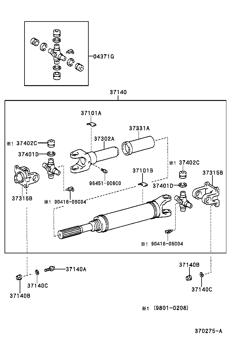 TOYOTA 04371-60060 - Połączenie, wał wzdłużny www.parts5.com