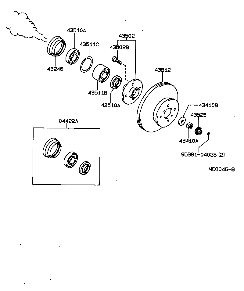 TOYOTA 9538104028 - Lożisko kolesa - opravná sada www.parts5.com