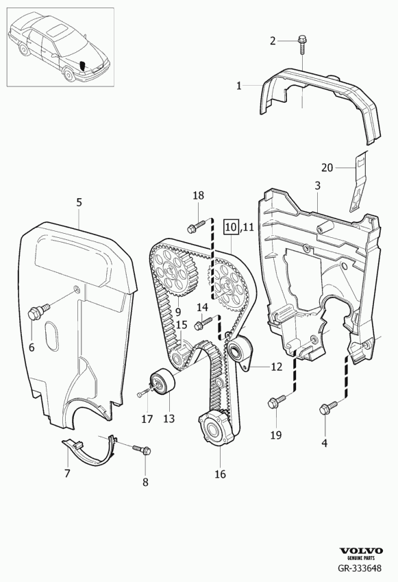 Volvo 3 063 827 7 - Tensioner Pulley, timing belt www.parts5.com