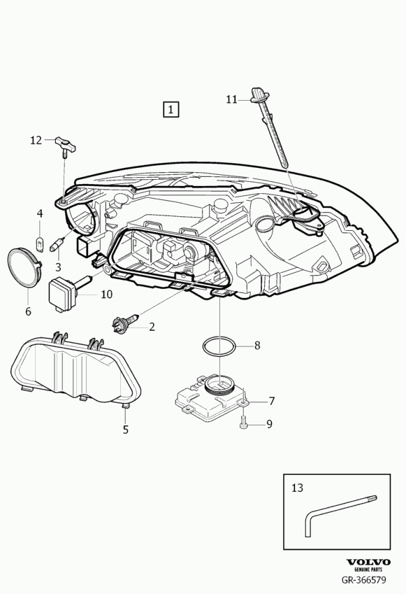 Volvo 31335777 - Ulazni (pomoćni) uređaj, lampa sa gasnim pražnjenjem www.parts5.com