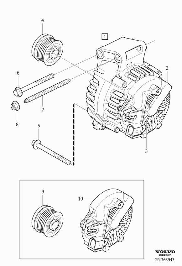 FORD 30667980 - Pulley, alternator, freewheel clutch www.parts5.com