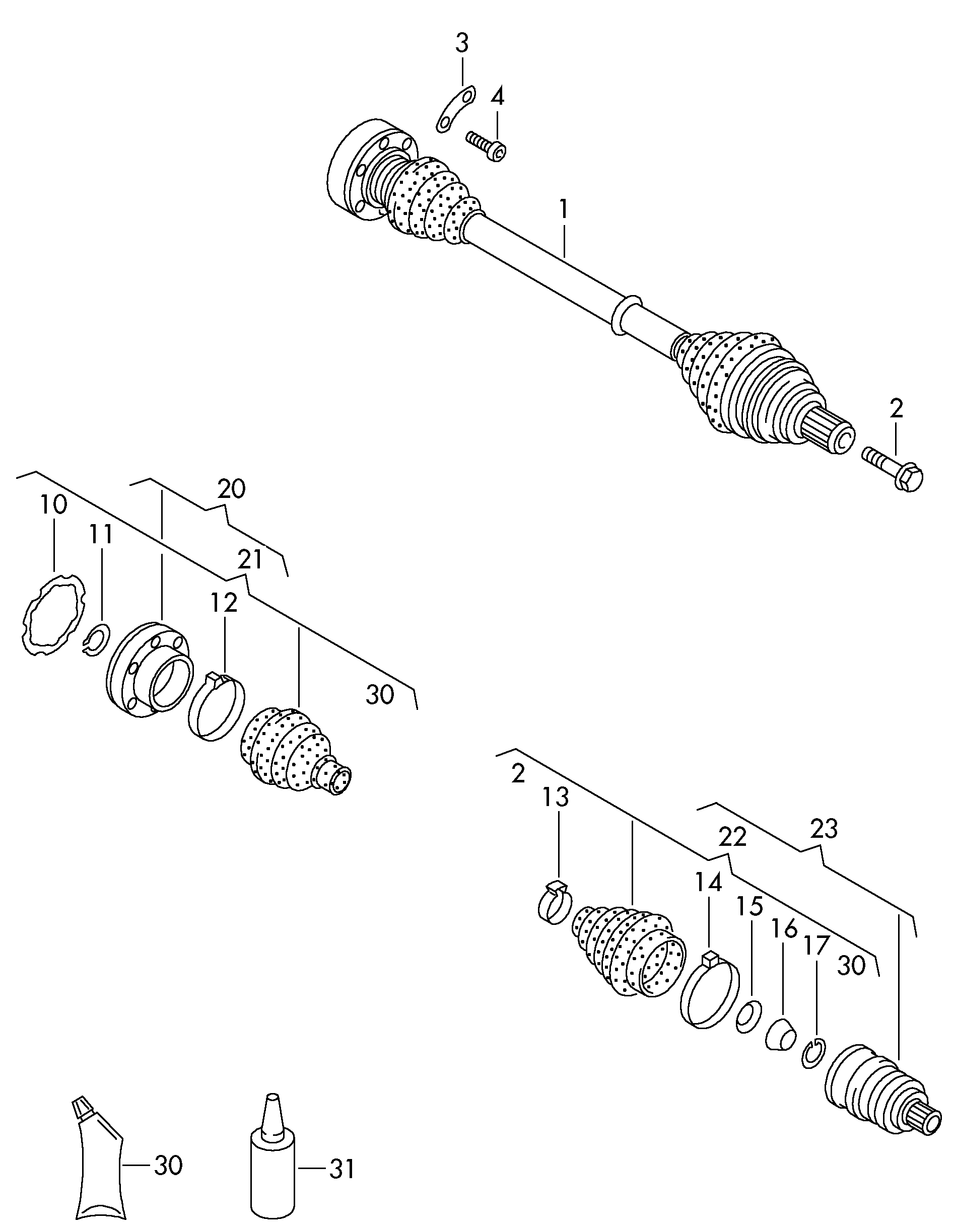 VAG JZW 498 350 DX - Joint Kit, drive shaft parts5.com