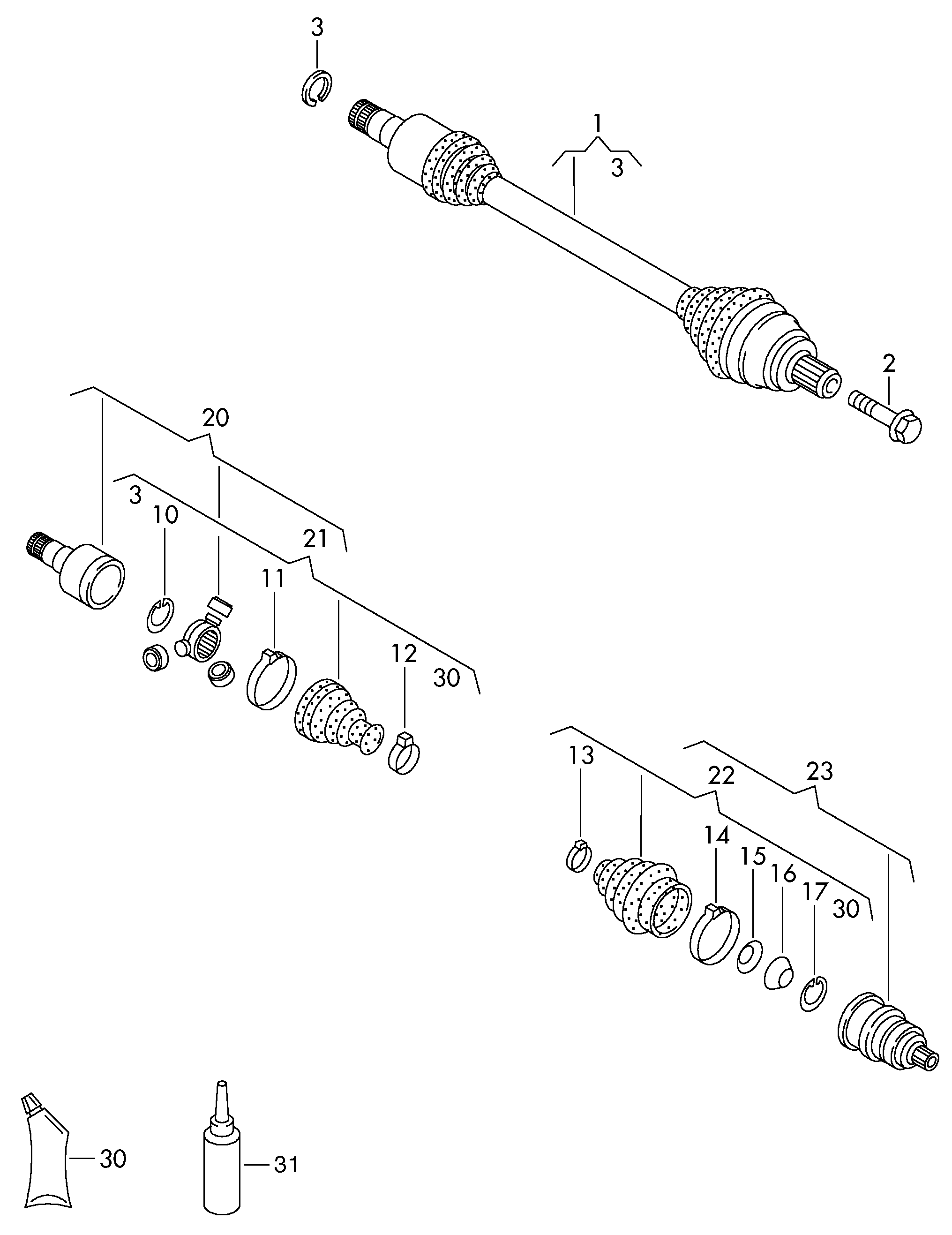 VAG JZW 498 350 EX - Sada kloubů, hnací hřídel www.parts5.com