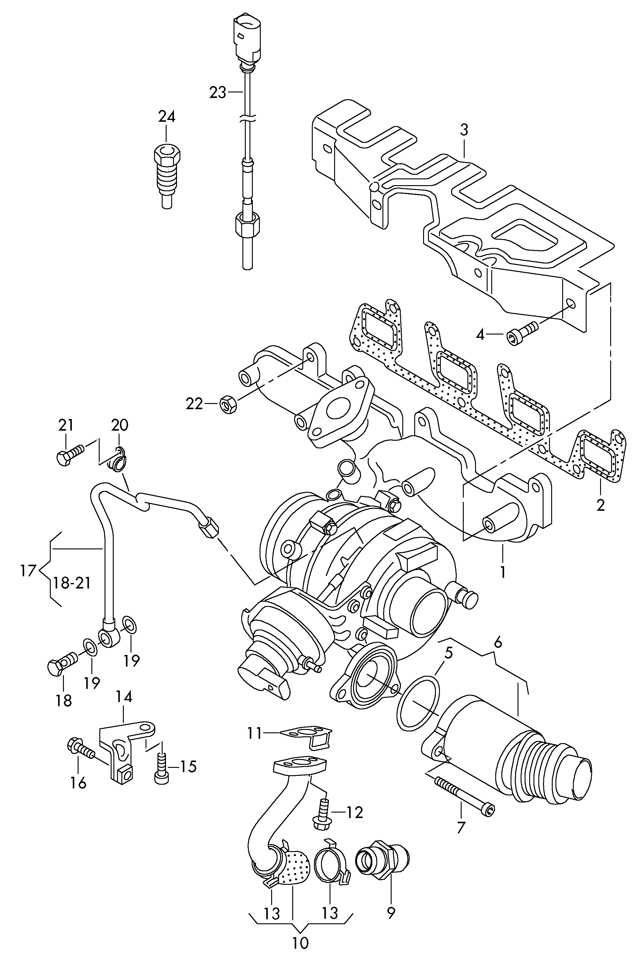 VW 03L129969AD - Exhaust manifold with turbo- charger: 1 pcs. www.parts5.com