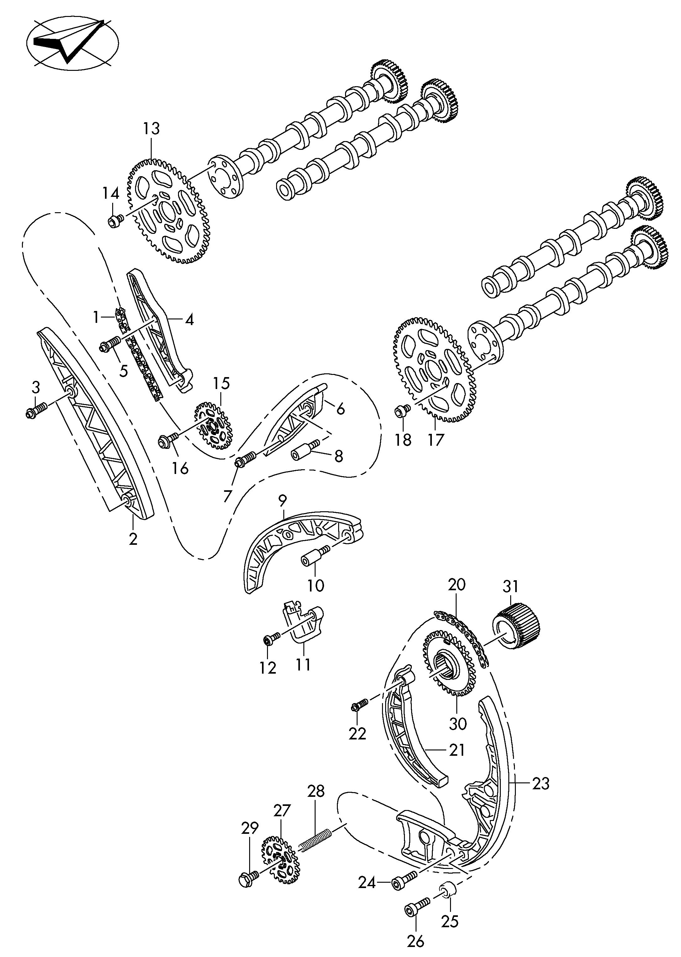 AUDI 059 109 467 AJ - Napenjalnik, veriga za pogon in krmiljenje odmikalne gredi www.parts5.com