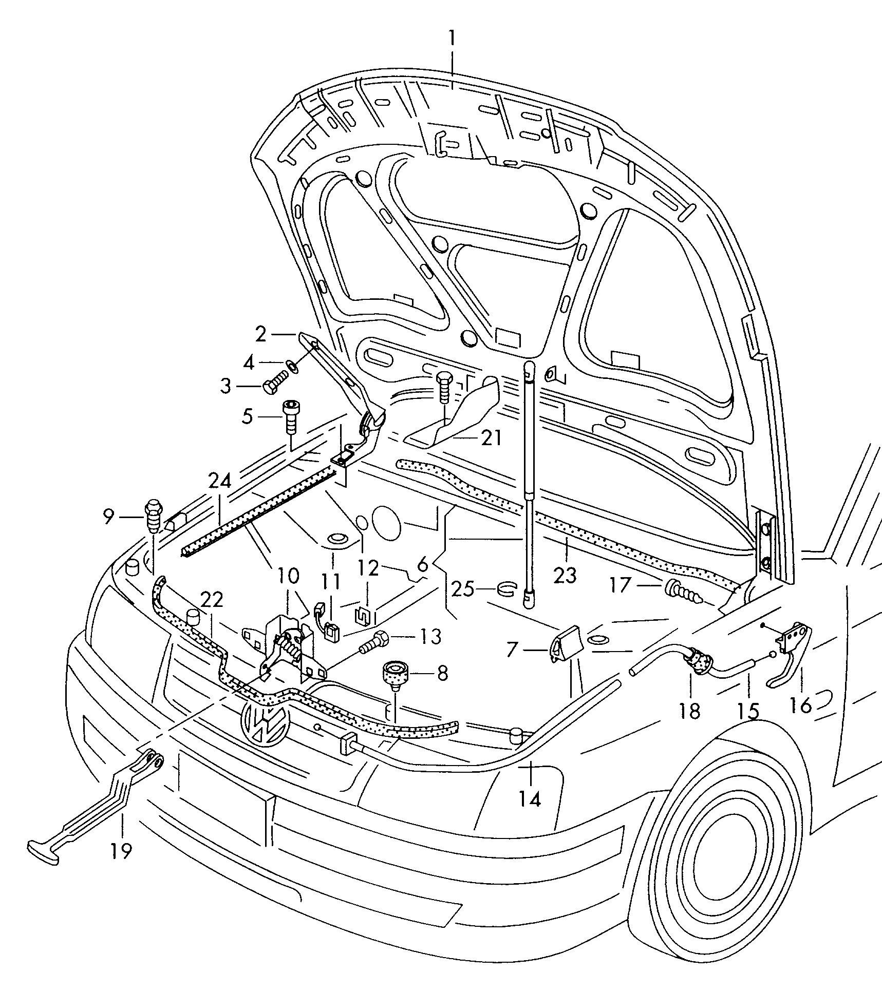 Porsche 3B0 823 359B - Plinska vzmet, pokrov motorja www.parts5.com