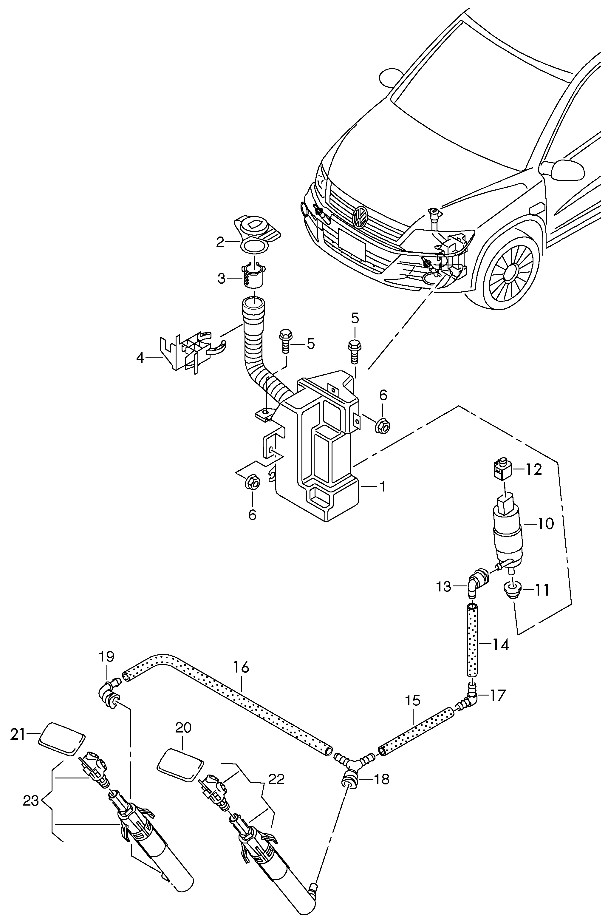 VW 5N0 955 195A - Washer Fluid Tank, window cleaning www.parts5.com