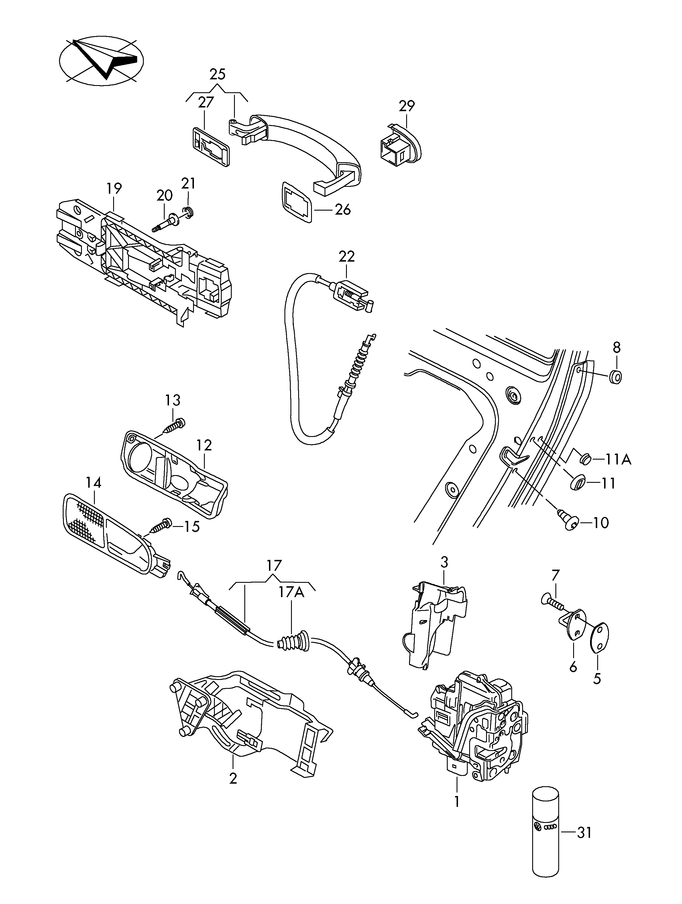 Skoda 5N0 839 015G - Door Lock www.parts5.com