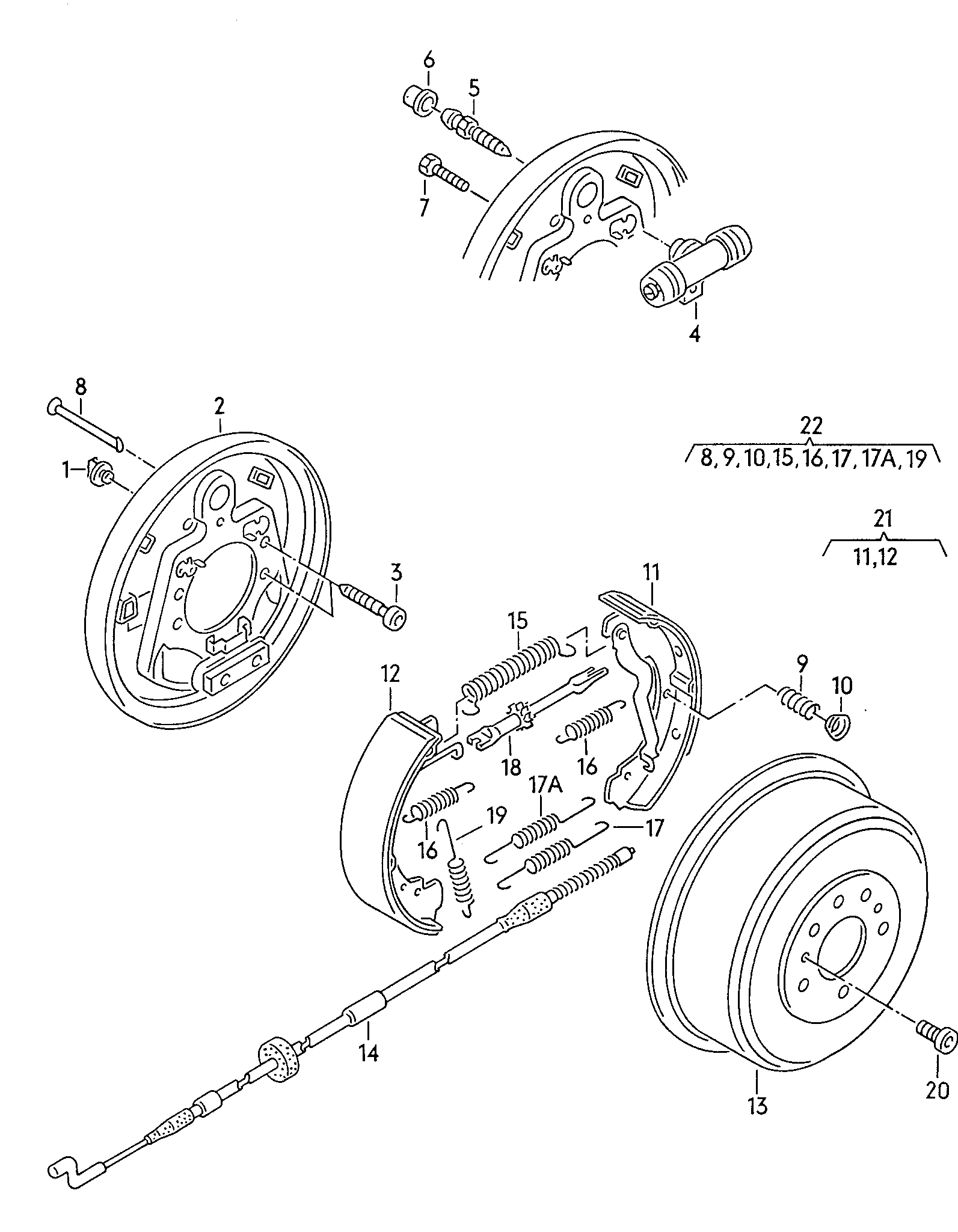 Skoda 701609531D - Komplet kočionih papuča www.parts5.com