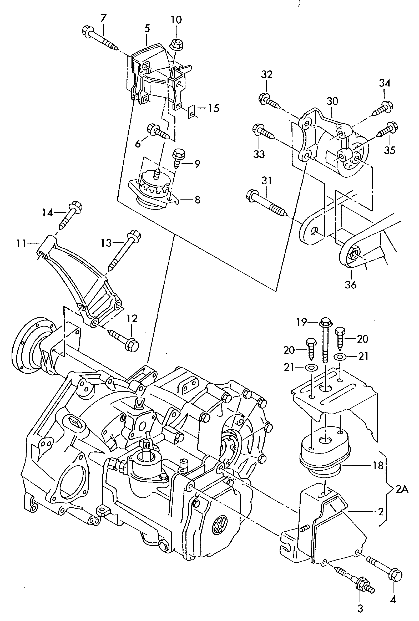 VW 701 399 201 H - Uložení, manuální převodovka www.parts5.com