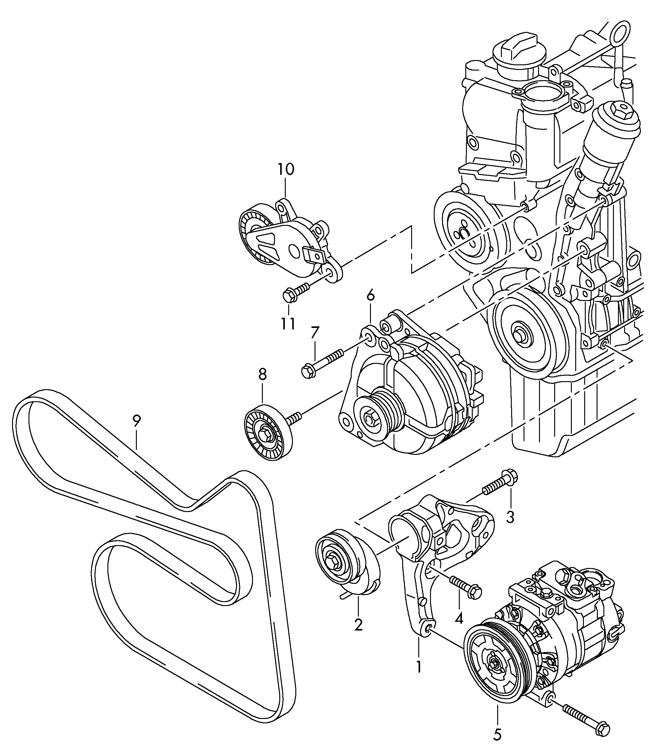 VW 1J0145276B - Deflection / Guide Pulley, v-ribbed belt www.parts5.com