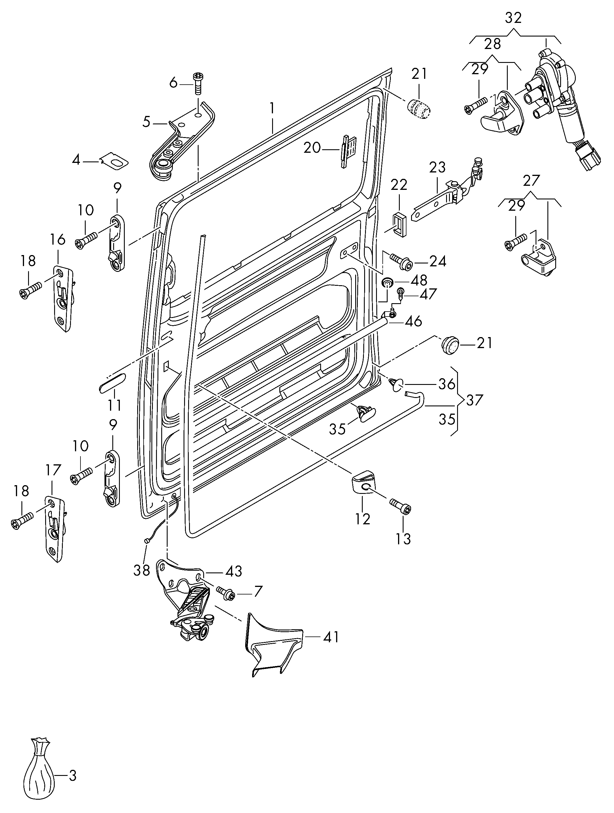 VW 7E0 843 398D - Vodilica kotačića, klizna vrata www.parts5.com