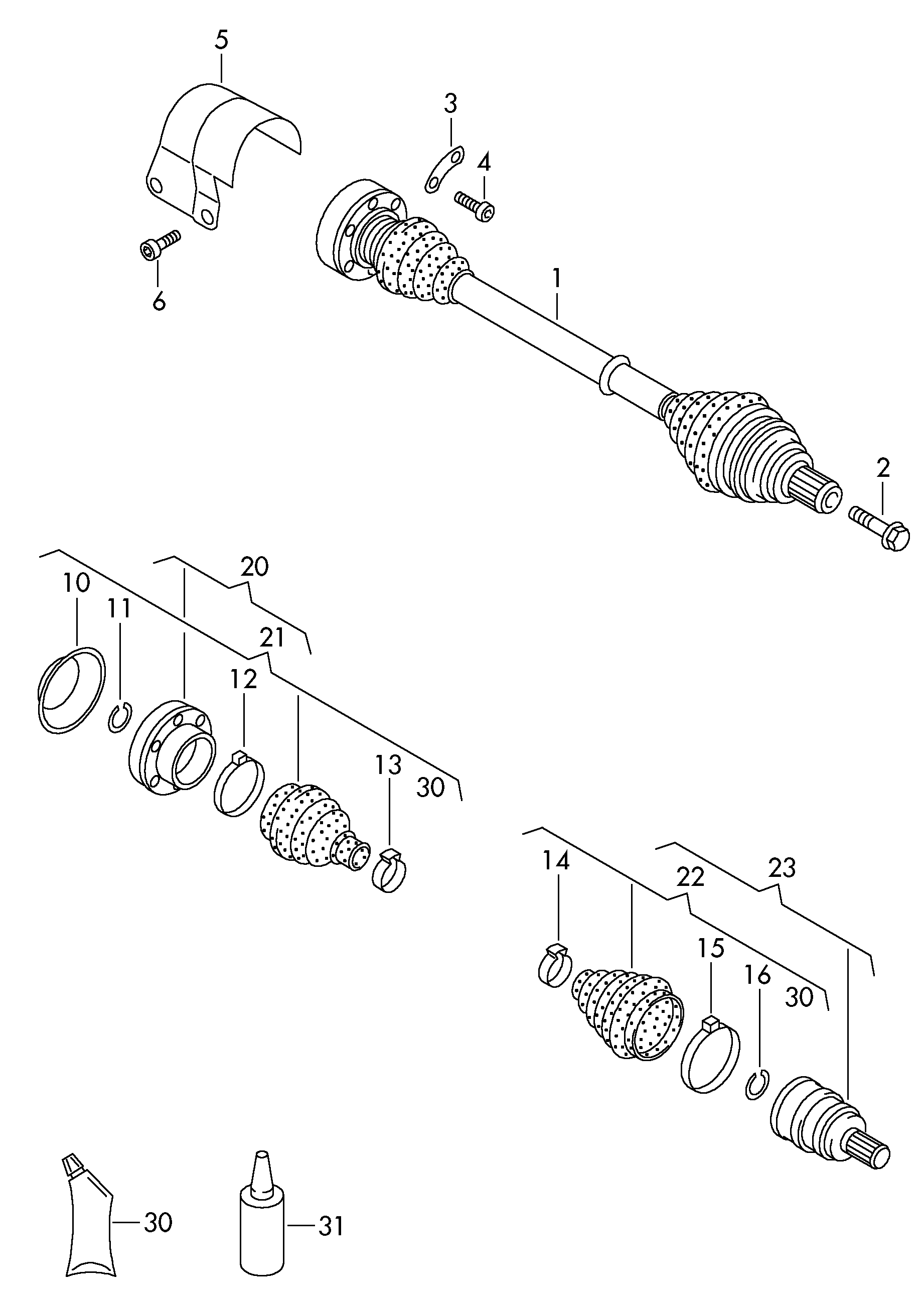 Skoda 3C0 498 099 - Шарнирный комплект, ШРУС, приводной вал www.parts5.com