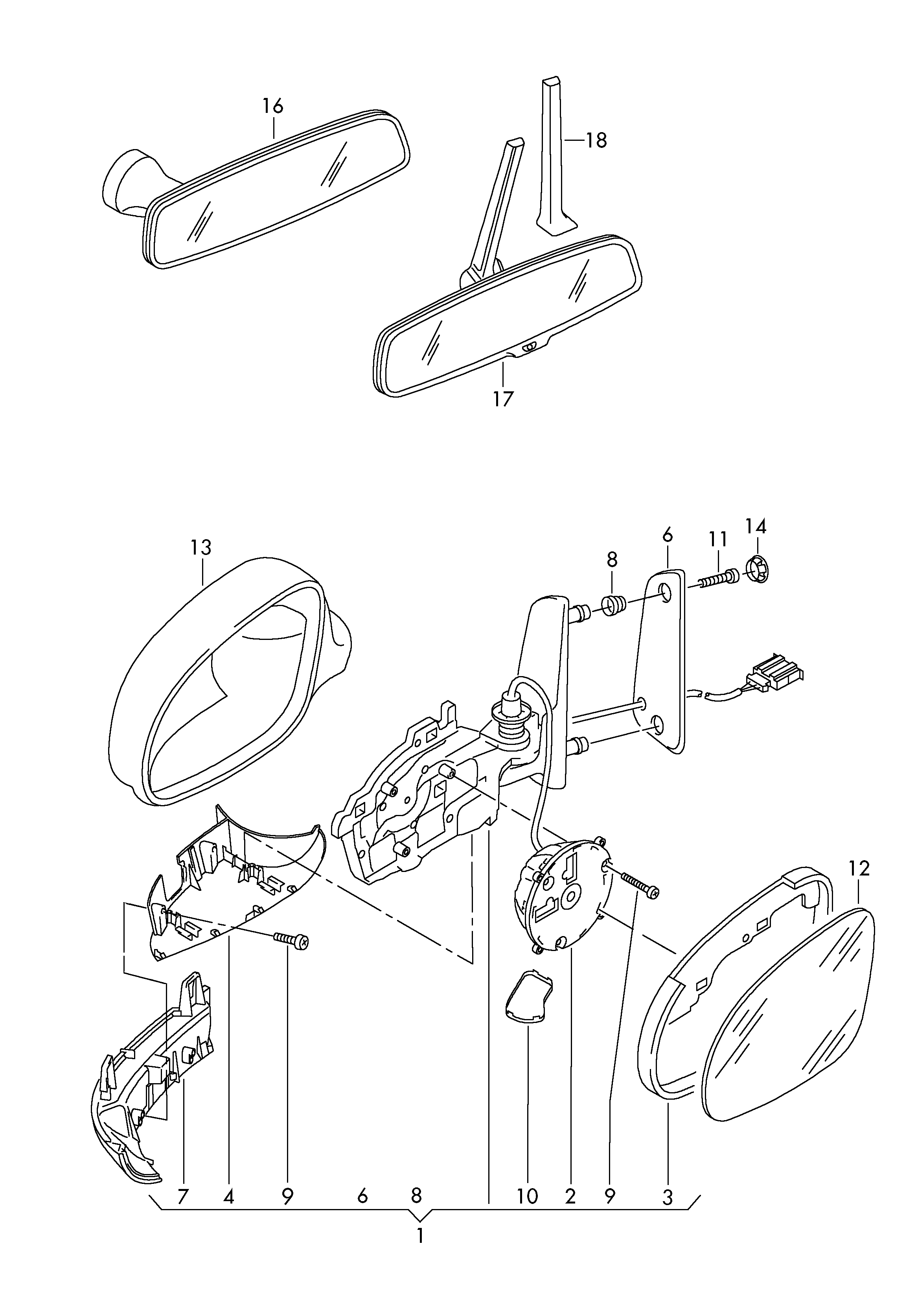 VW 7M3 857 521 F - Κρύσταλλο καθρέφτη, εξωτ. καθρέφτης www.parts5.com