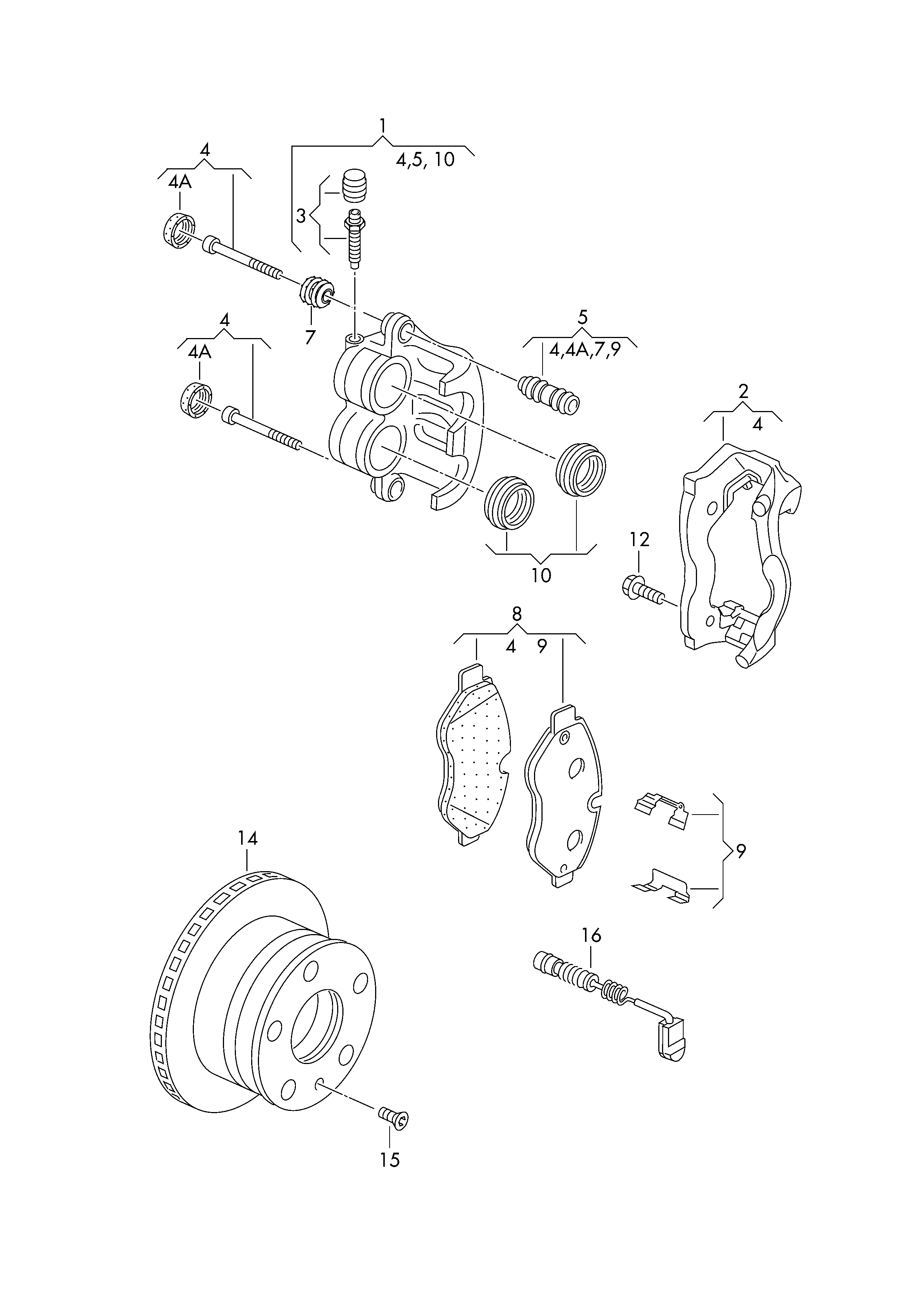 VAG 2E0698295 - Juego de casquillos guía, pinza de freno www.parts5.com